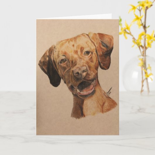 Vizsla Note Kaart (Gele Bloem)