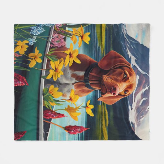 Vizsla on a Paddle: A Scenic Adventure Fleece Deken (Voorkant (Horizontaal))