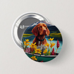 Vizsla op een peddel: Een landschappelijk avontuur Ronde Button 5,7 Cm