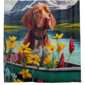 Vizsla op een peddel: een Schilderachtig avontuur Douchegordijn (Voorkant)