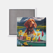 Vizsla op een peddel: een Schilderachtig avontuur Magneet (Voorkant / Achterkant)