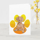 Vizsla op poot cartoon kaart (Gele Bloem)