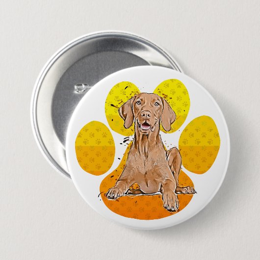 Vizsla op poot-cartoons ronde button 7,6 cm (Voorkant /achterkant)