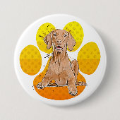 Vizsla op poot-cartoons ronde button 7,6 cm (Voorkant)