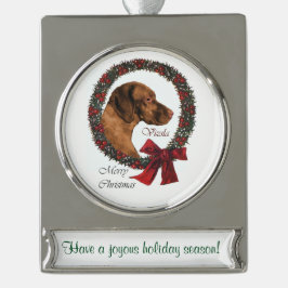 Vizsla Persoonlijke Kerstmis Verzilverd Banner Ornament