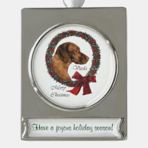 Vizsla Persoonlijke Kerstmis Verzilverd Banner Ornament