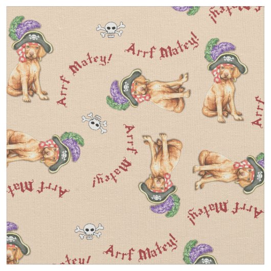 Vizsla Pirate Fabric Stof (Close Up)