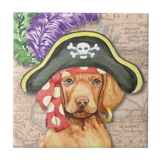 Vizsla Pirate Tegeltje (Voorkant)