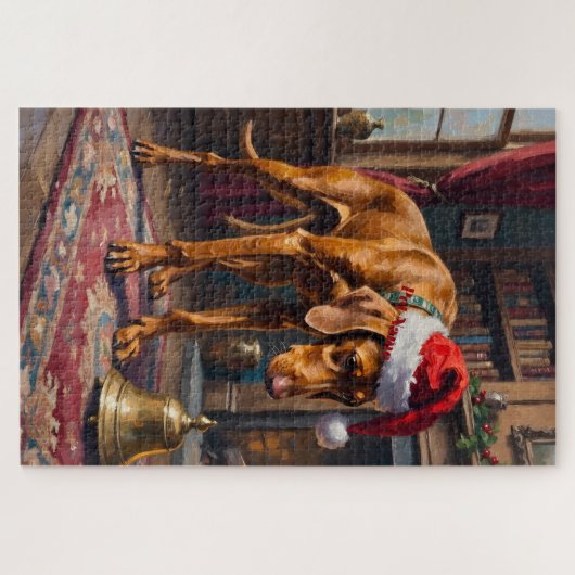 Vizsla Pointer Stance Christmas Bell Hat Legpuzzel (Horizontaal)