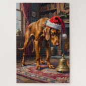 Vizsla Pointer Stance Christmas Bell Hat Legpuzzel (Verticaal)
