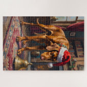 Vizsla Pointer Stance Kerstmis Bel Hoed Legpuzzel (Horizontaal)