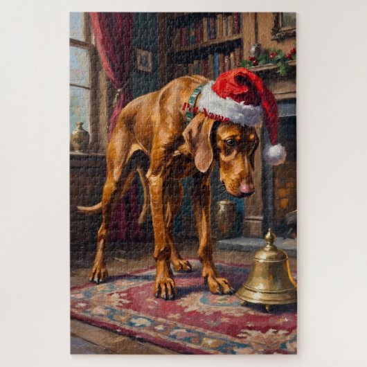 Vizsla Pointer Stance Kerstmis Bel Hoed Legpuzzel (Verticaal)