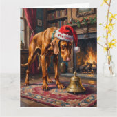 Vizsla Pointer Stand Christmas Belhoedje Kaart (Gele Bloem)