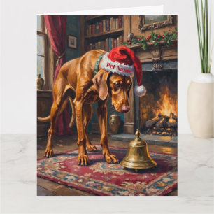 Vizsla Pointer Stand Christmas Belhoedje Kaart