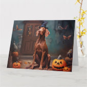 Vizsla pompoenen Halloween eng Kaart (Gele Bloem)