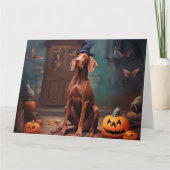 Vizsla pompoenen Halloween eng Kaart (Voorkant)