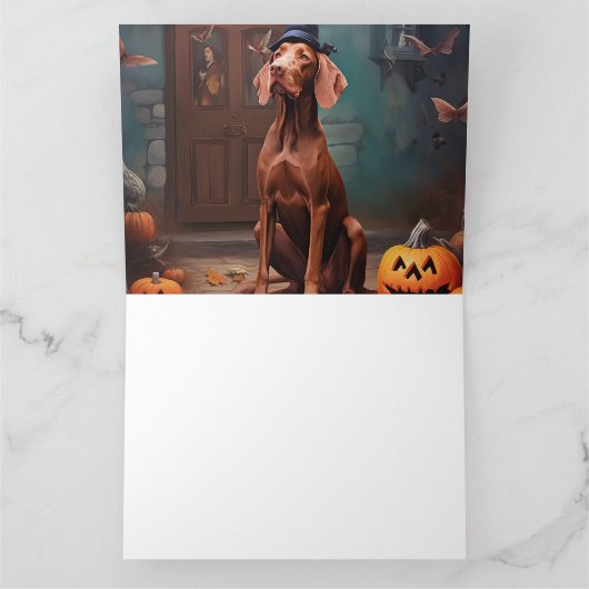Vizsla pompoenen Halloween eng Kaart (Binnen)