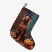 Vizsla pompoenen Halloween eng Kleine Kerstsok (Voorkant (Hangend))