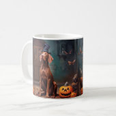 Vizsla pompoenen Halloween eng Koffiemok (Voorkant links)