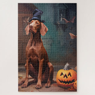 Vizsla pompoenen Halloween eng Legpuzzel