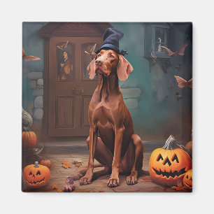 Vizsla pompoenen Halloween eng Magneet