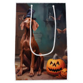 Vizsla pompoenen Halloween eng Medium Cadeauzakje (Achterkant)