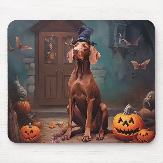 Vizsla pompoenen Halloween eng Muismat (Voorkant)