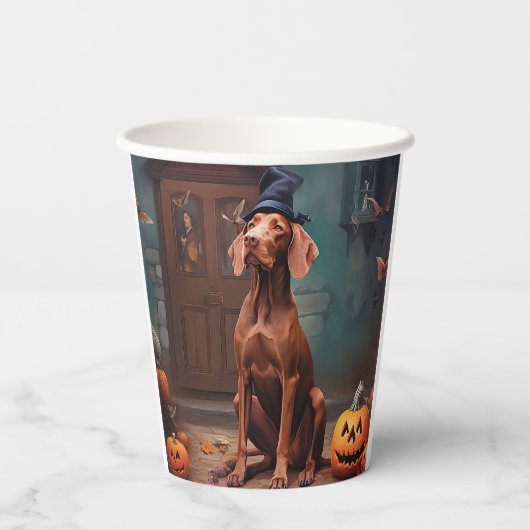 Vizsla pompoenen Halloween eng Papieren Bekers (Achterkant)