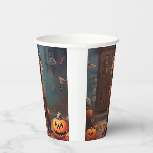 Vizsla pompoenen Halloween eng Papieren Bekers (Rechts)