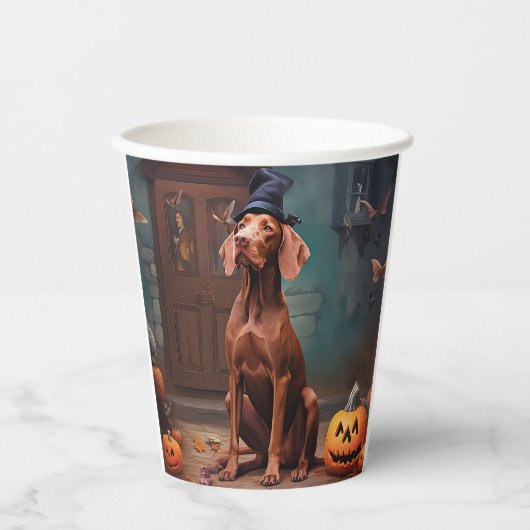 Vizsla pompoenen Halloween eng Papieren Bekers