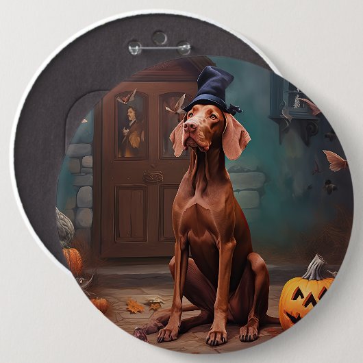 Vizsla pompoenen Halloween eng Ronde Button 6,0 Cm (Voorkant /achterkant)