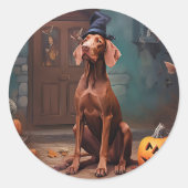 Vizsla pompoenen Halloween eng Ronde Sticker (Voorkant)