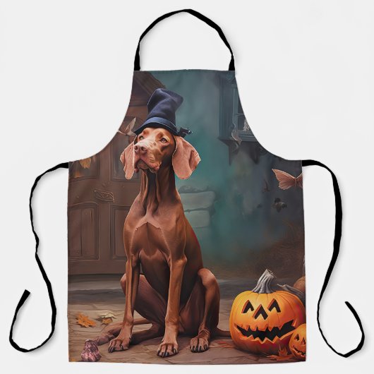 Vizsla pompoenen Halloween eng Schort (Voorkant)