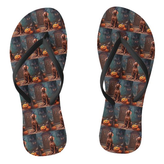 Vizsla pompoenen Halloween eng Teenslippers (Voetbed)