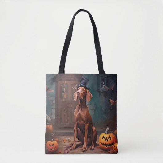 Vizsla pompoenen Halloween eng Tote Bag (Voorkant)