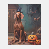 Vizsla Pompoenen Halloween Griezelen Fleece Deken (Voorkant)