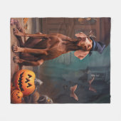 Vizsla Pompoenen Halloween Griezelen Fleece Deken (Voorkant (Horizontaal))