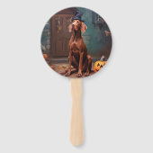 Vizsla Pompoenen Halloween Griezelen Handwaaier (Achterkant)