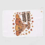 Vizsla Pumpkin Patch Hondenliefhebbers Thanksgivin Golfhanddoek (Horizontaal)