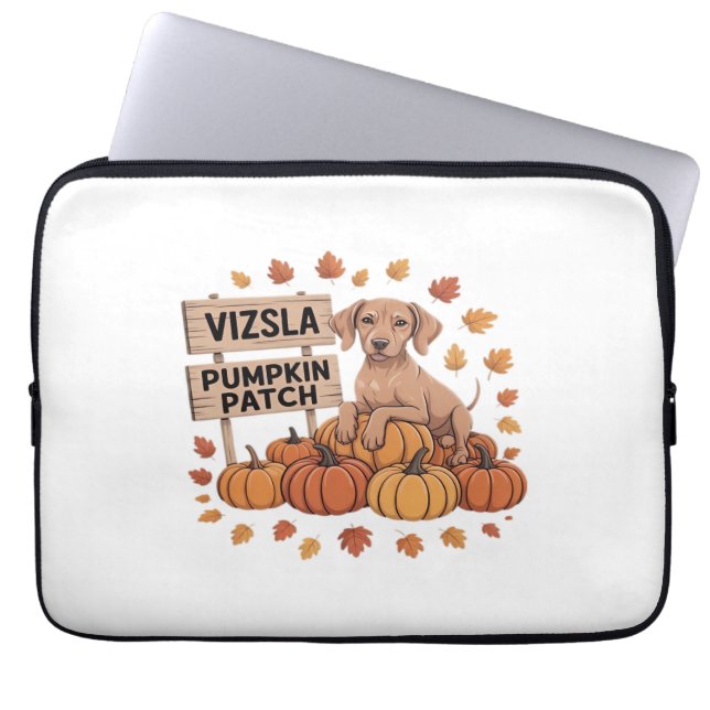 Vizsla Pumpkin Patch Hondenliefhebbers Thanksgivin Laptop Sleeve (Voorkant)