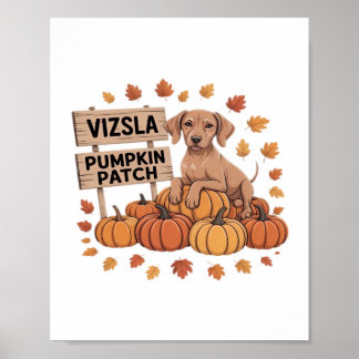 Vizsla Pumpkin Patch Hondenliefhebbers Thanksgivin Poster