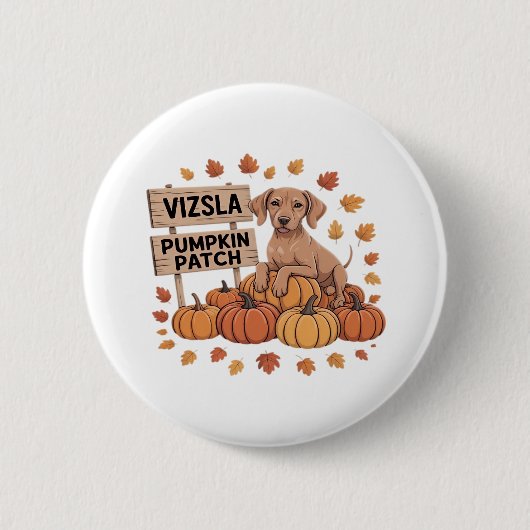 Vizsla Pumpkin Patch Hondenliefhebbers Thanksgivin Ronde Button 5,7 Cm (Voorkant)