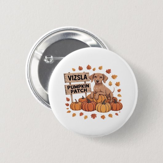 Vizsla Pumpkin Patch Hondenliefhebbers Thanksgivin Ronde Button 5,7 Cm (Voorkant /achterkant)