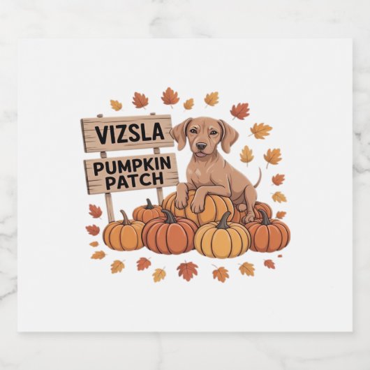 Vizsla Pumpkin Patch Hondenliefhebbers Thanksgivin Sparkling Wijnetiket (Enkel label)