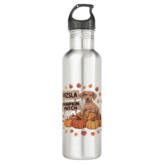 Vizsla Pumpkin Patch Hondenliefhebbers Thanksgivin Waterfles (Voorkant)