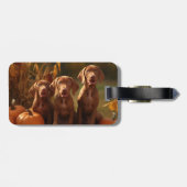 Vizsla Puppy Herfst Delight Pompoen Bagagelabel (Achterkant horizontaal)