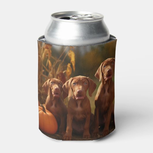 Vizsla Puppy Herfst Delight Pompoen Blikjeskoeler (Blikje Voorkant)