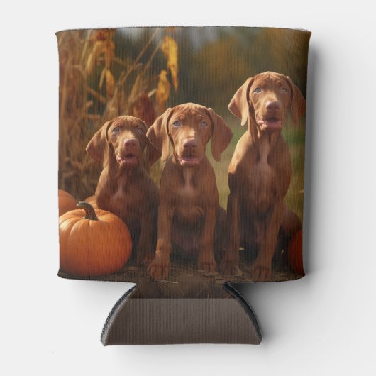 Vizsla Puppy Herfst Delight Pompoen Blikjeskoeler (Voorkant)