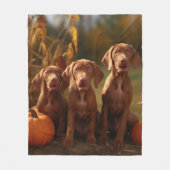 Vizsla Puppy Herfst Delight Pompoen Fleece Deken (Voorkant)