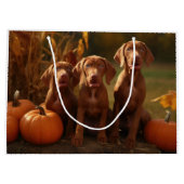 Vizsla Puppy Herfst Delight Pompoen Groot Cadeauzakje (Achterkant)